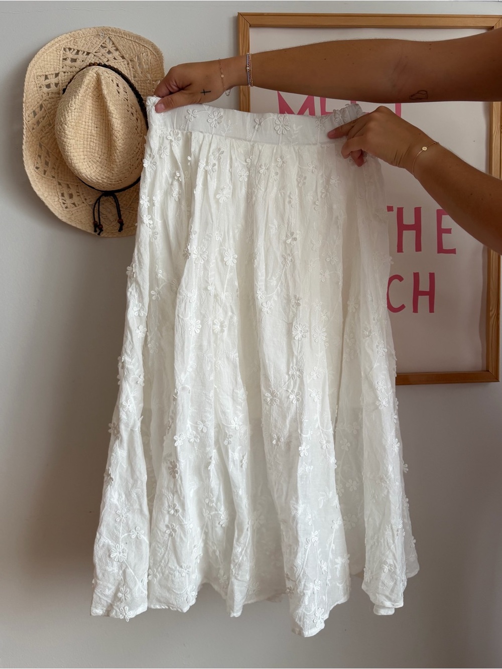 Altar'd State White Embroidered Maxi Skirt